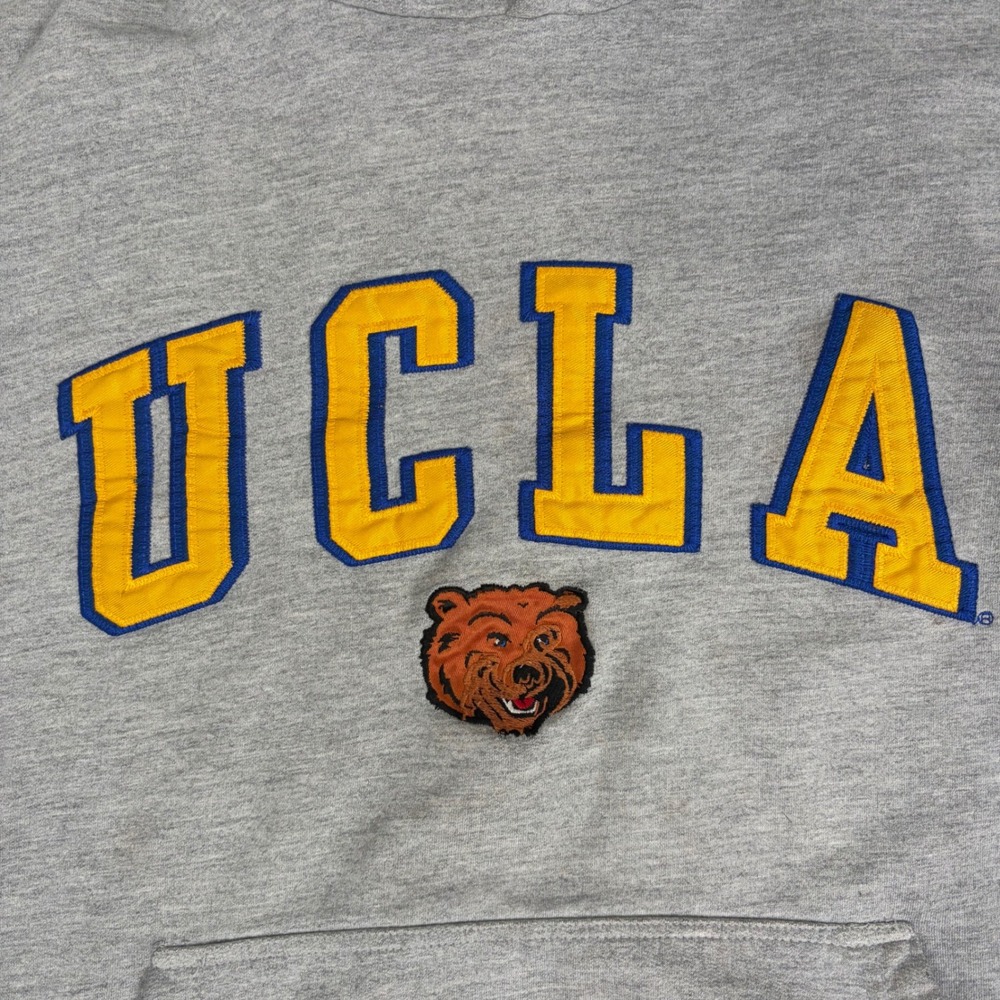 Vintage UCLA Bruins Hoodie Sweatshirt 90s‎ Embroidered Logo Bear Pullover Gray S - Picture 3 of 10